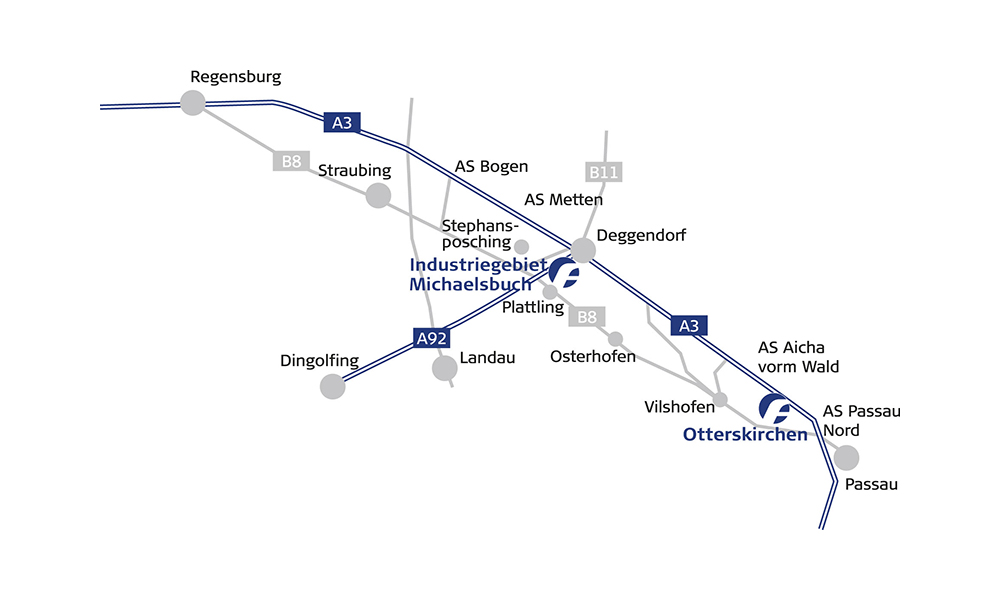 Skizze der Anfahrt zu den beiden Standorten
